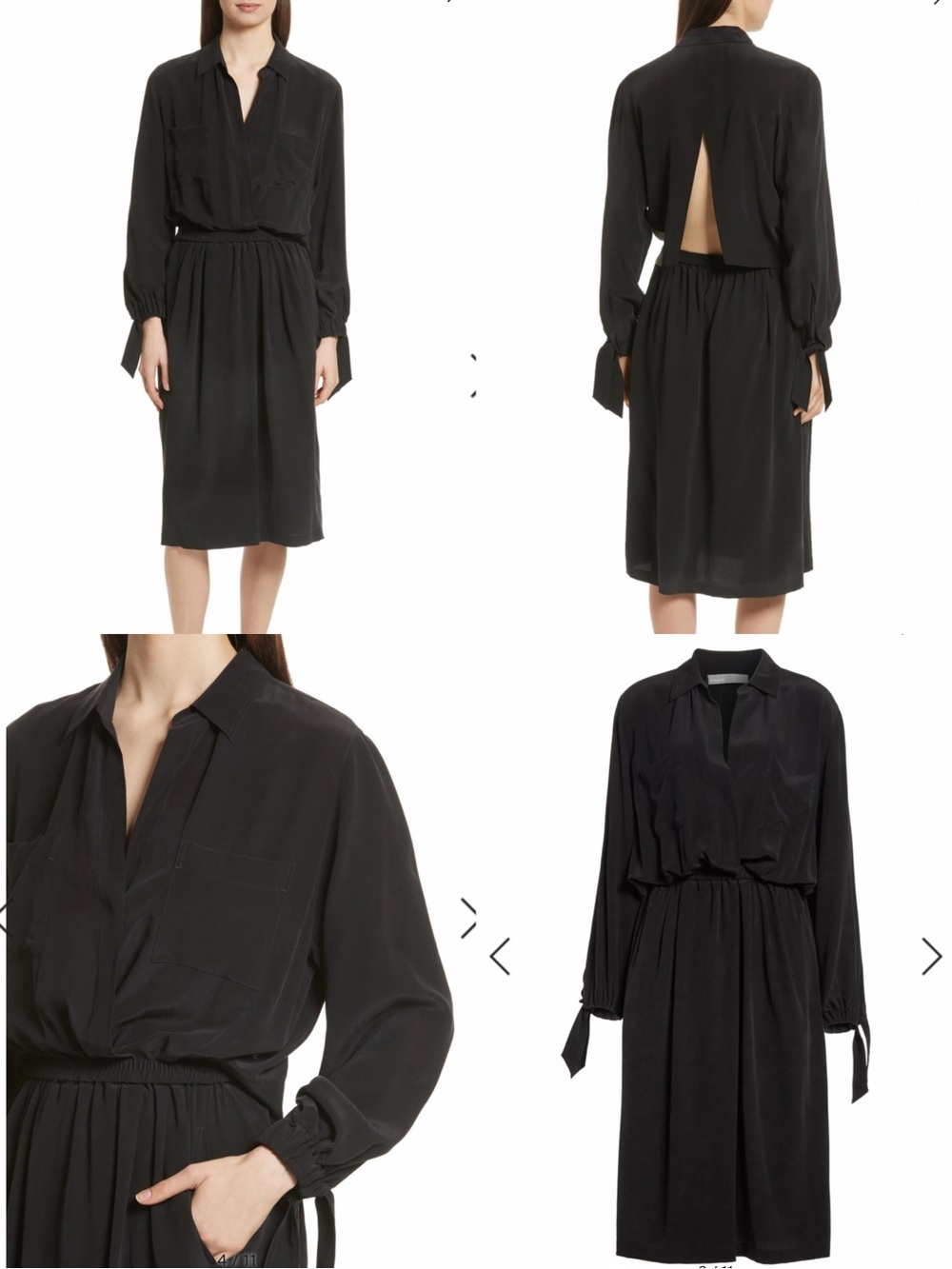 Vince Black Long Sleeve Midi Shirt Dress